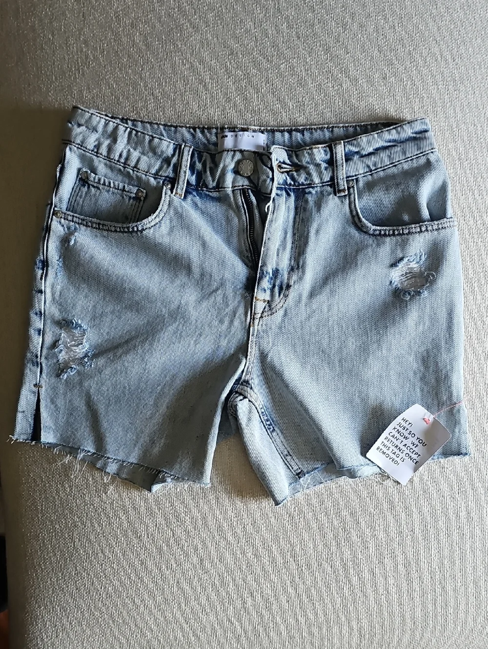 ASOS Light Blue Distressed Denim Men's Shorts - Picture 1 of 3